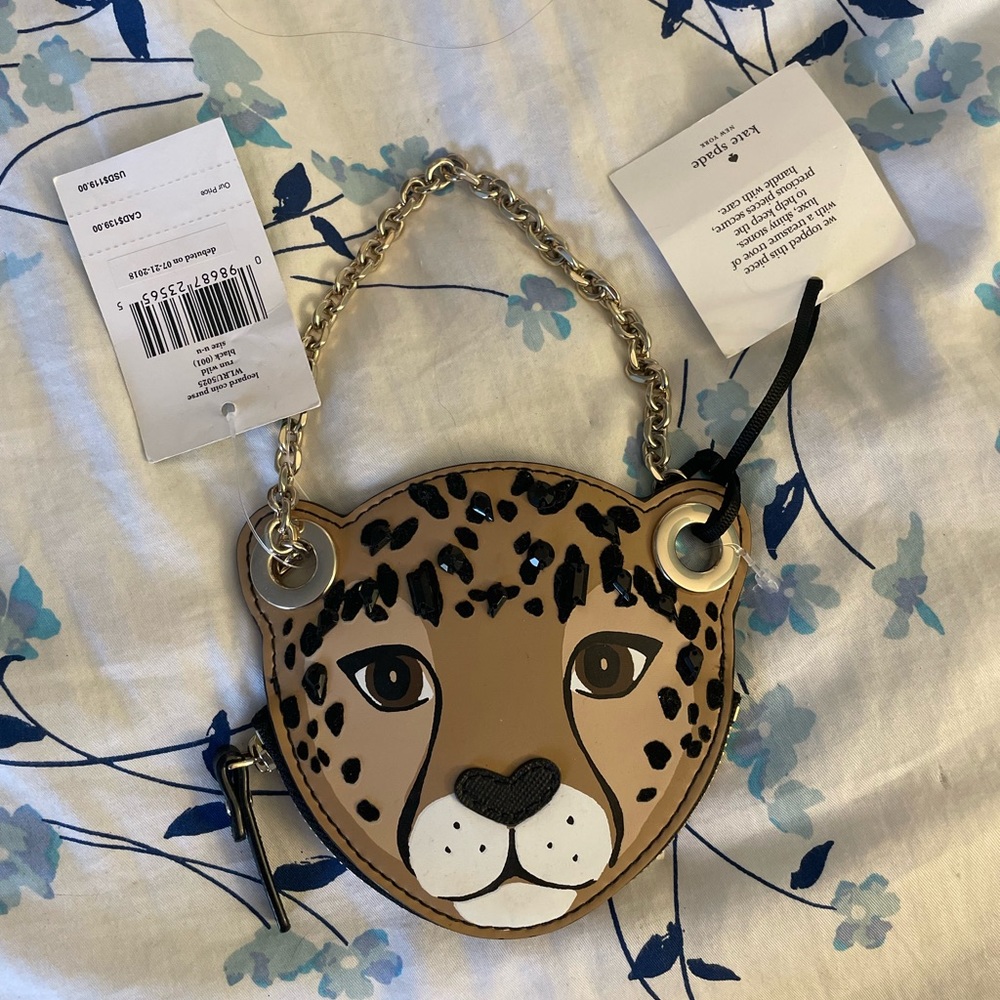 NWT Kate spade run wild leopard and floral coin purse